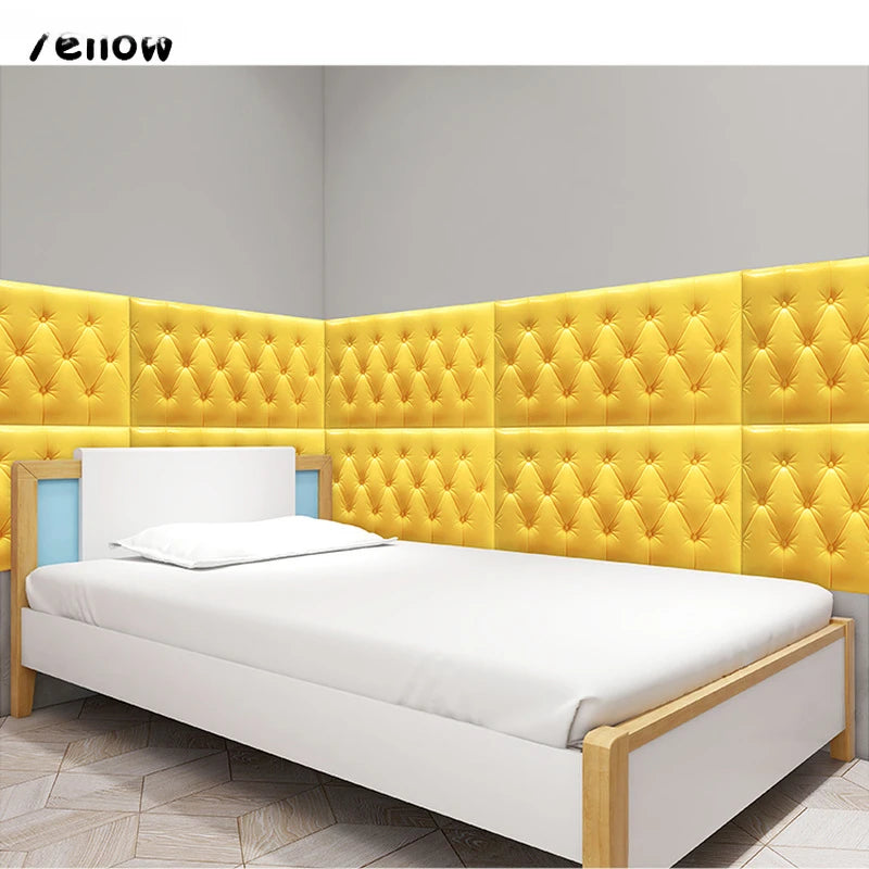 Self-adhesive 3D Wall Stickers Wallpaper Thicken Tatami Anti-collision Wall Mat Children's Bedroom Bed Soft Cushion