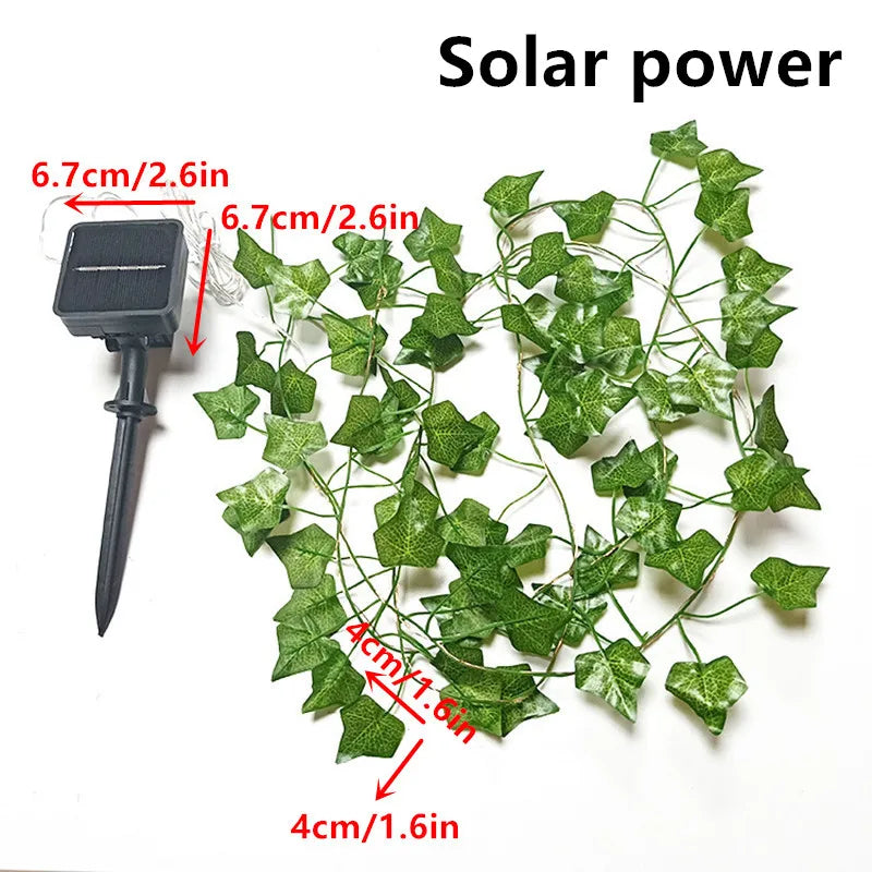 Solar Green Leaf Light String Maple Leaf String Light Outdoor Patio Garden Decoration Waterproof Valentine's Day Fairy Lights