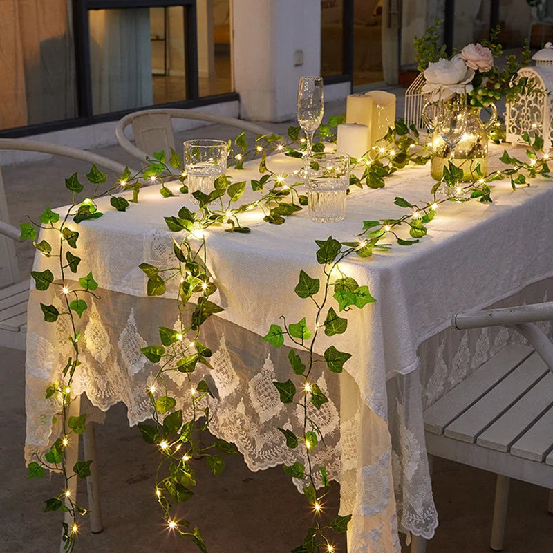 Solar Green Leaf Light String Maple Leaf String Light Outdoor Patio Garden Decoration Waterproof Valentine's Day Fairy Lights