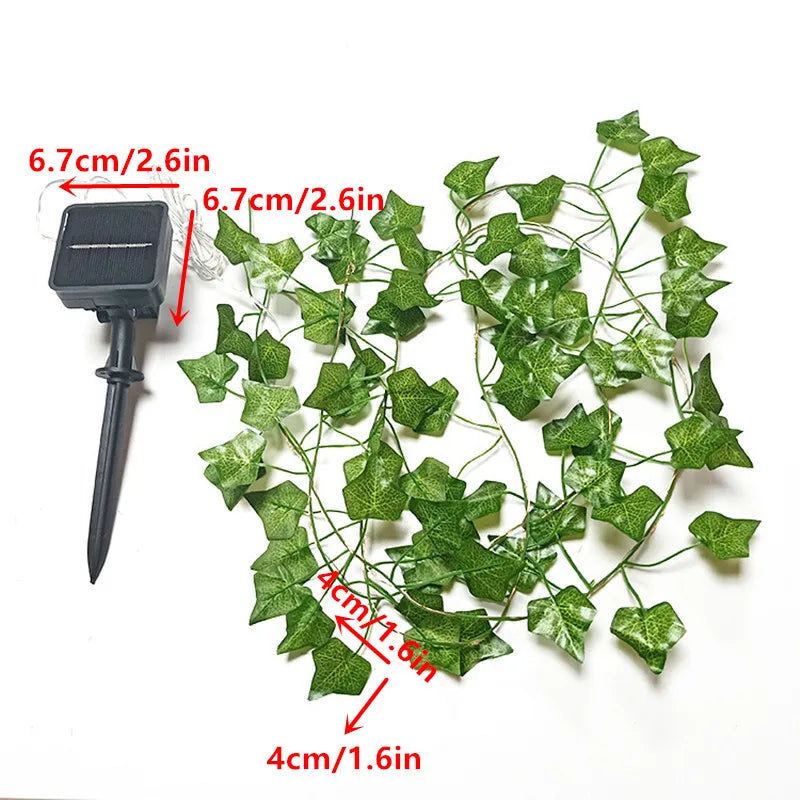 Solar Green Leaf Light String Maple Leaf String Light Outdoor Patio Garden Decoration Waterproof Valentine's Day Fairy Lights