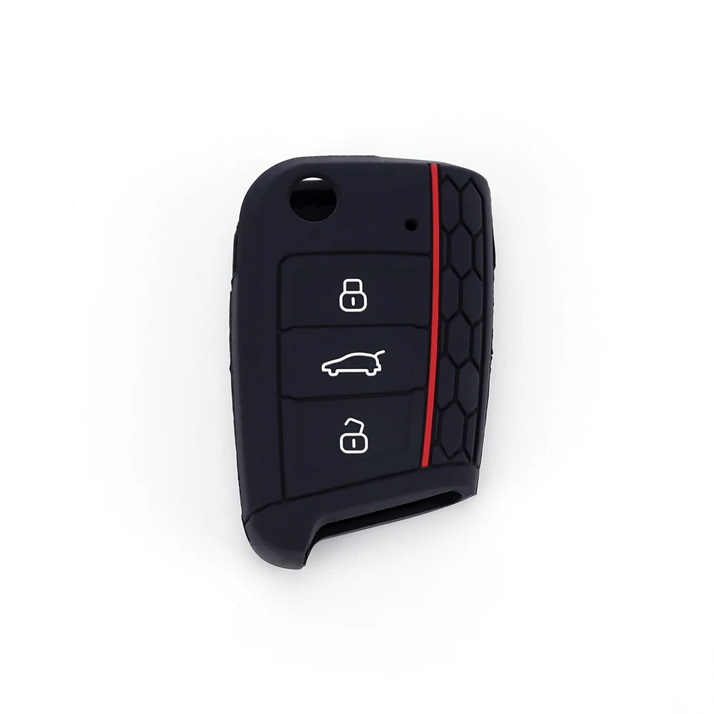 Car Key Case Silicone Cover for VW Golf 7 MK7 3 Buttons Flip Folding Remote Key Fob for Seat for Skoda Car Accessories