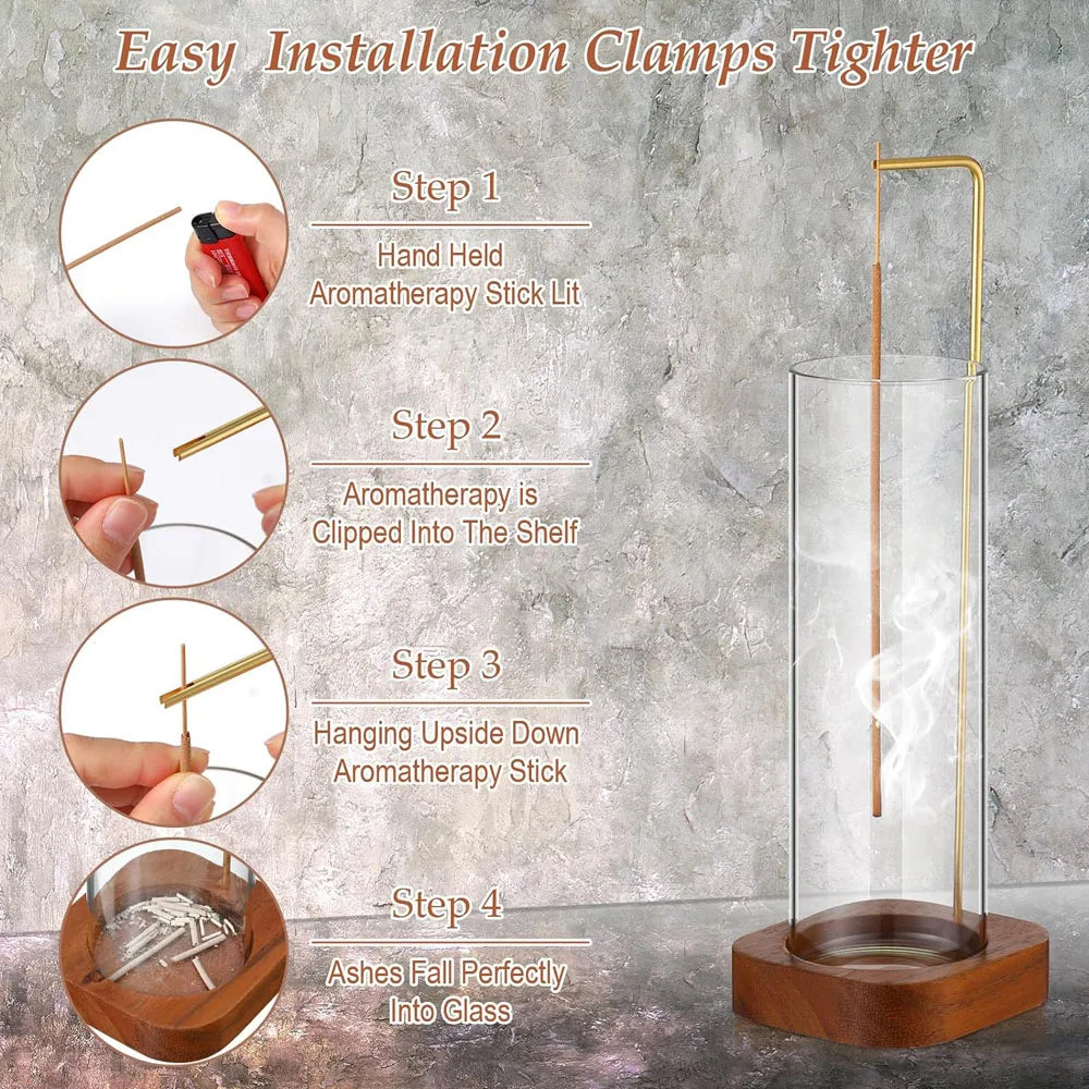 Incense Holder Yoga Timer Aromatherapy Stand Incense Anti-Ash Flying Incense Burner For Sticks With Removable Glass for Home