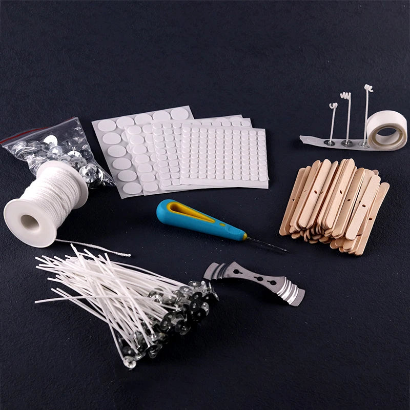 Smokeless Candle Wicks 2.6-20cm Pre-Waxed Cotton Core Wicks with Metal Sustainer Tabs DIY Handmade Candle Making Tools