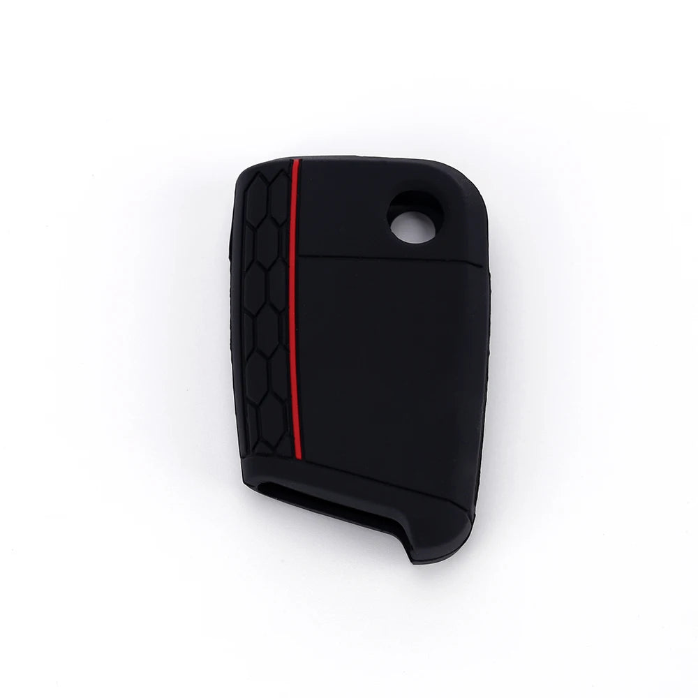 Car Key Case Silicone Cover for VW Golf 7 MK7 3 Buttons Flip Folding Remote Key Fob for Seat for Skoda Car Accessories