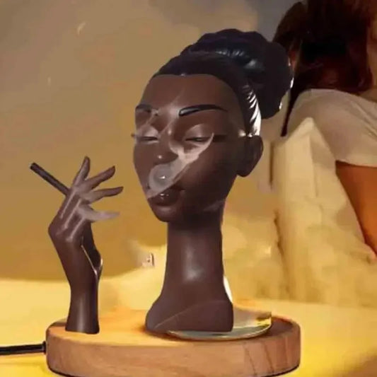 Light Luxury Black Woman Portrait Incense Burner Decoration Creative Design Handmade Incense Burner Holder Art Statue Ornament