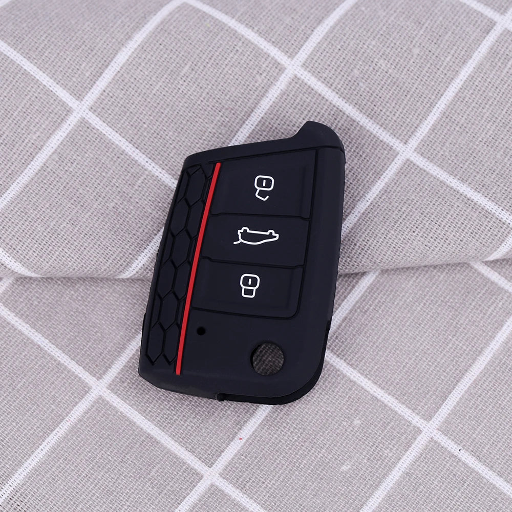 Car Key Case Silicone Cover for VW Golf 7 MK7 3 Buttons Flip Folding Remote Key Fob for Seat for Skoda Car Accessories