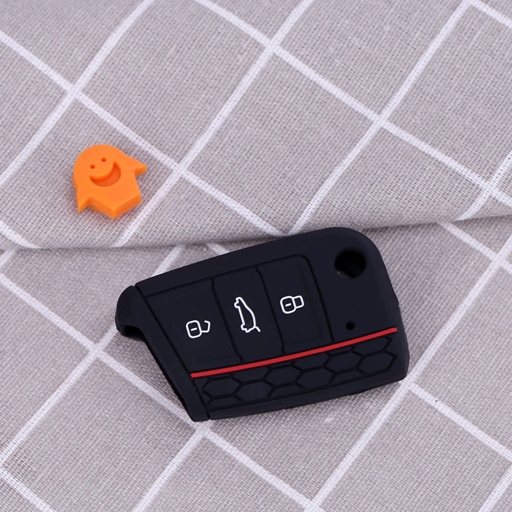 Car Key Case Silicone Cover for VW Golf 7 MK7 3 Buttons Flip Folding Remote Key Fob for Seat for Skoda Car Accessories