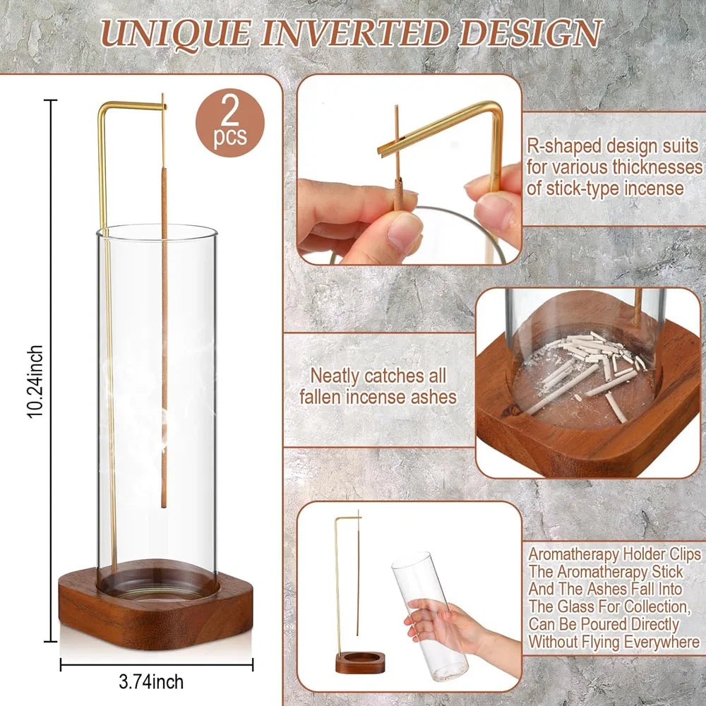 Incense Holder Yoga Timer Aromatherapy Stand Incense Anti-Ash Flying Incense Burner For Sticks With Removable Glass for Home