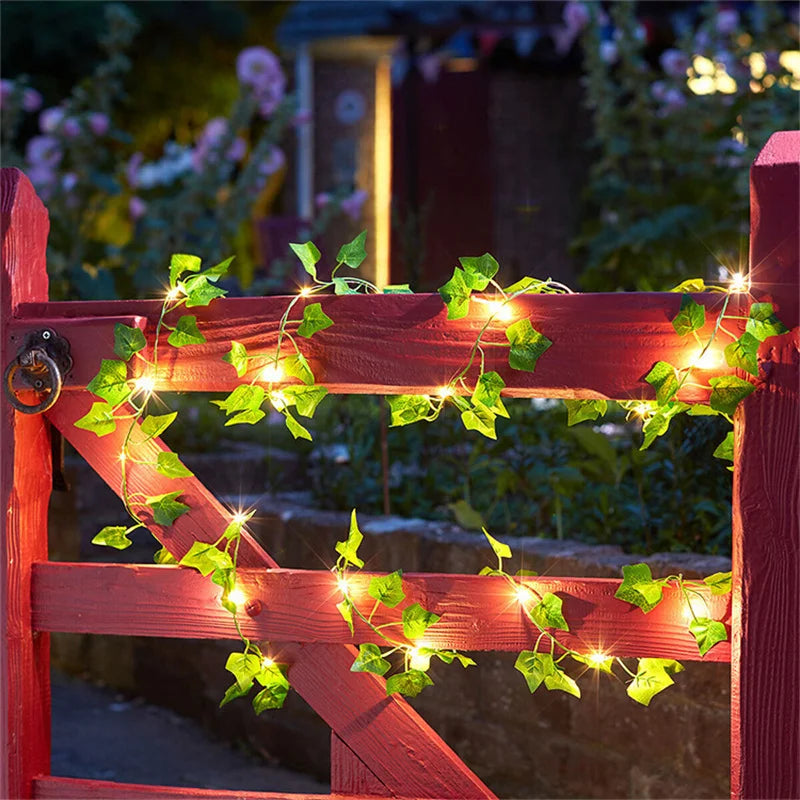 Solar Green Leaf Light String Maple Leaf String Light Outdoor Patio Garden Decoration Waterproof Valentine's Day Fairy Lights