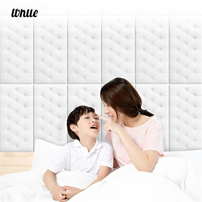 Self-adhesive 3D Wall Stickers Wallpaper Thicken Tatami Anti-collision Wall Mat Children's Bedroom Bed Soft Cushion